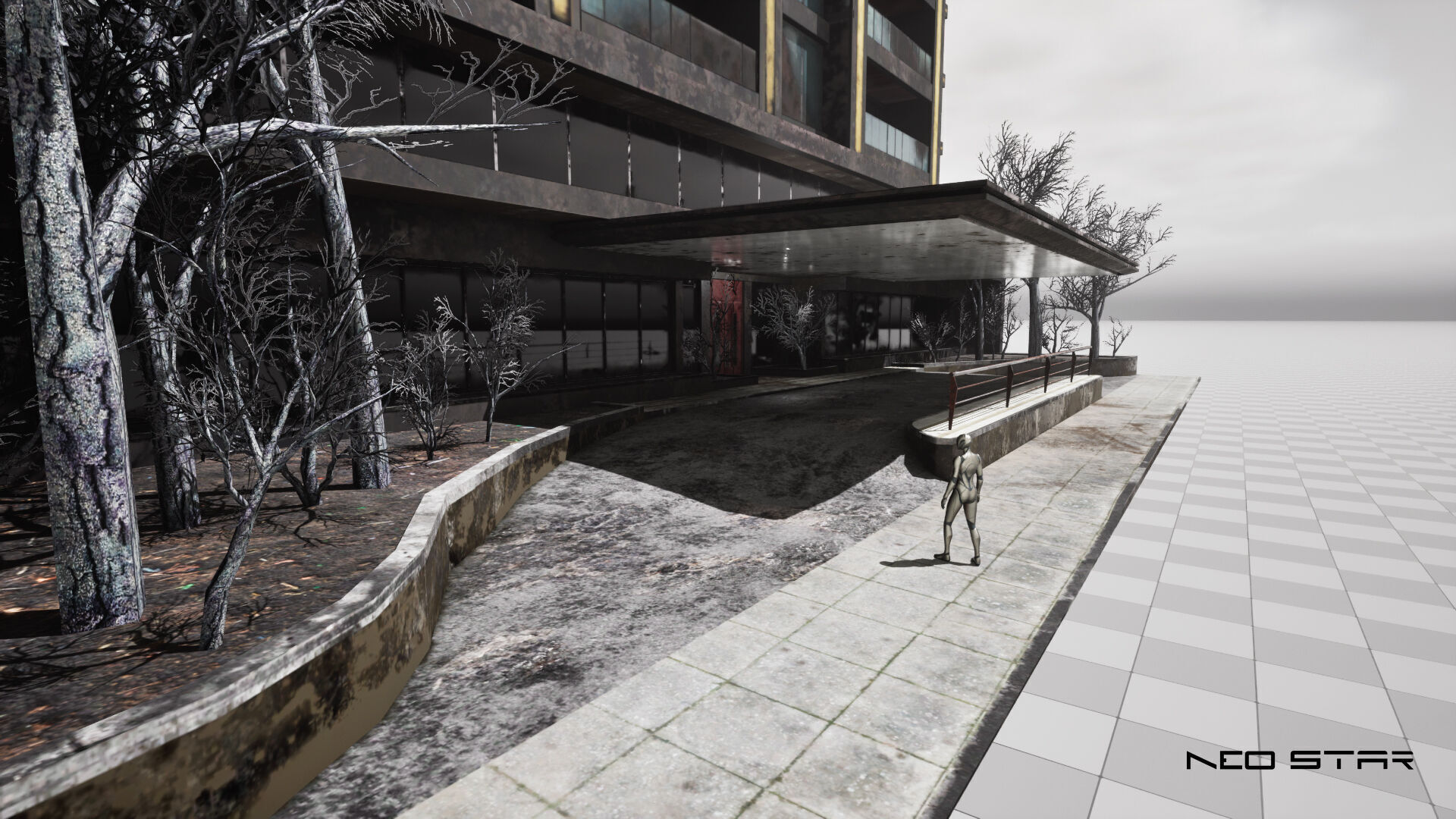 Post Apocalyptic Abandoned Hotel Low-poly 3D model_3