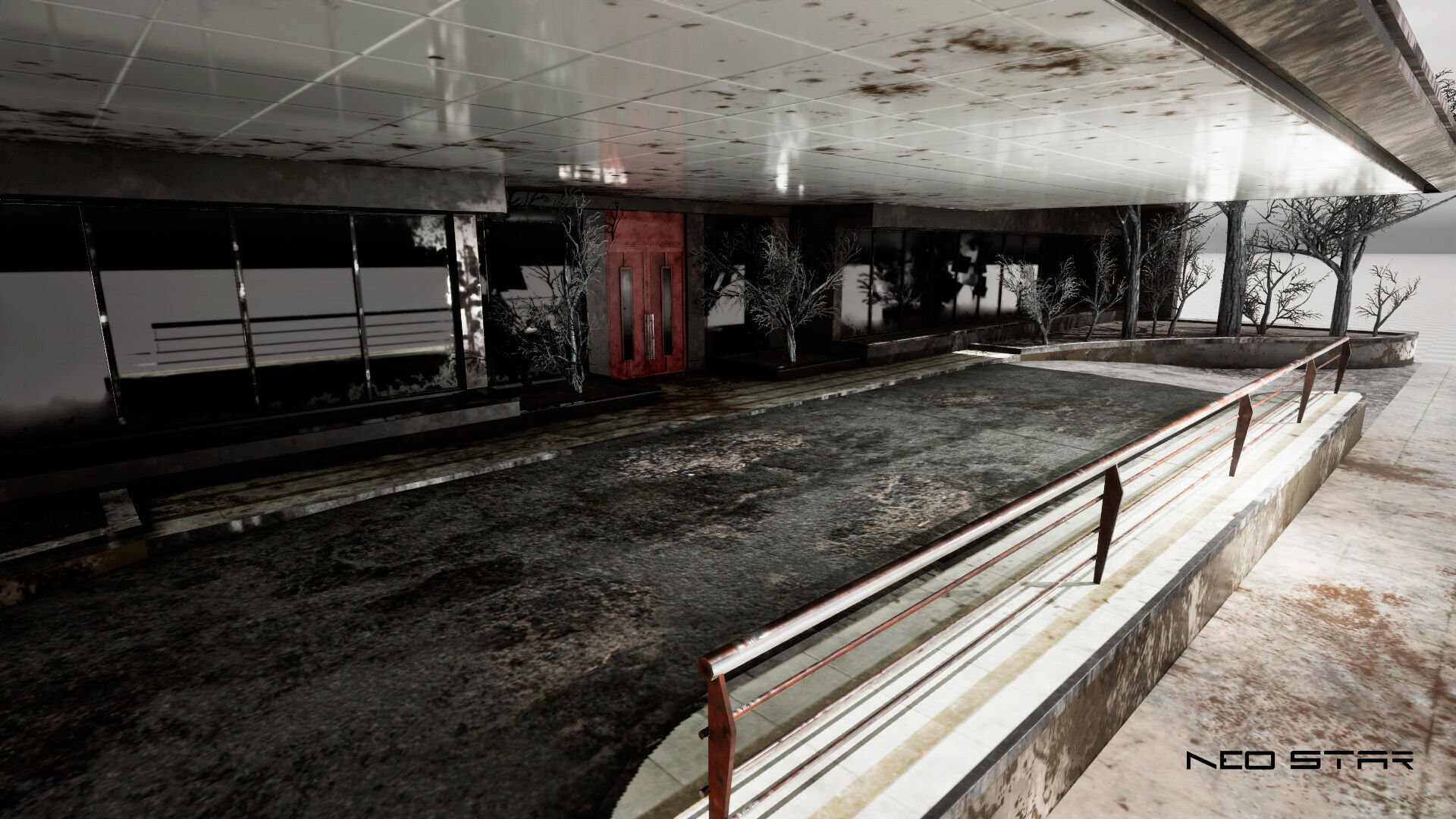 Post Apocalyptic Abandoned Hotel Low-poly 3D model_4