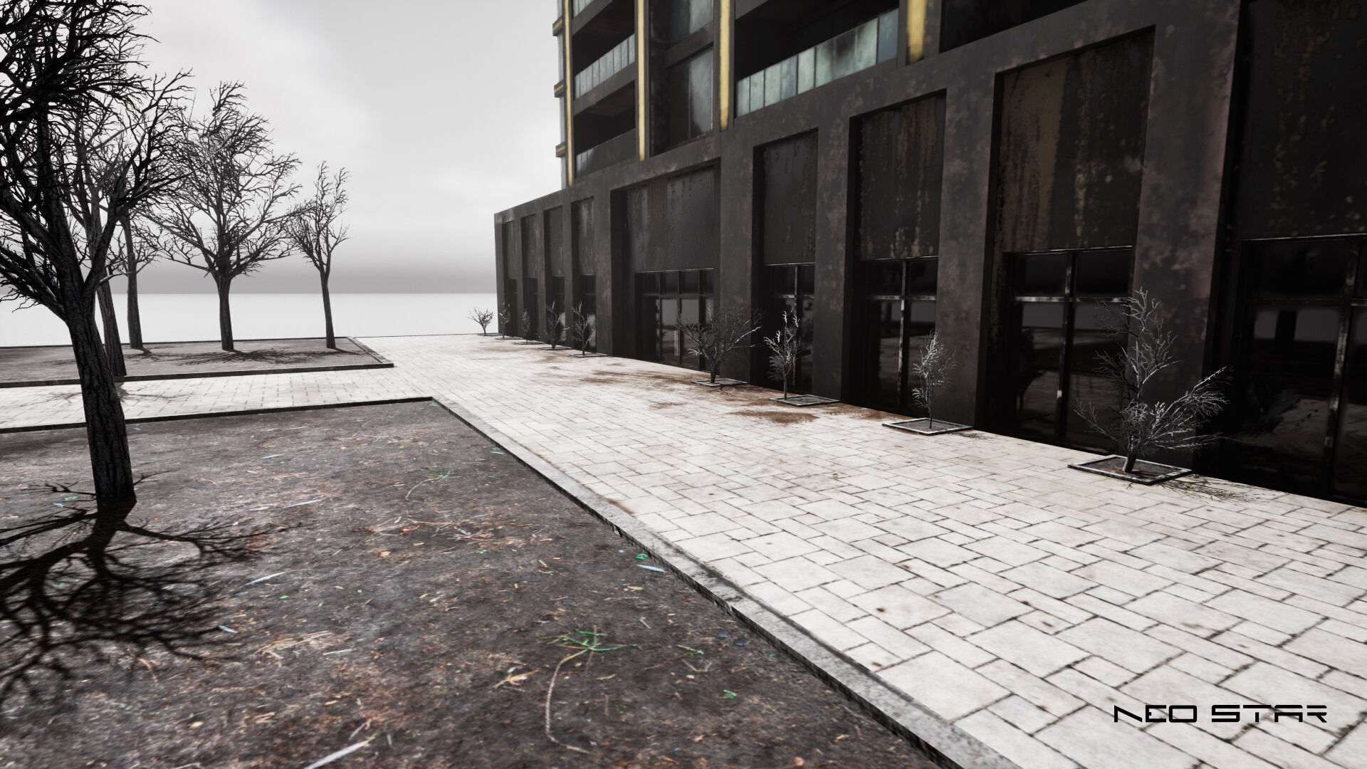 Post Apocalyptic Abandoned Hotel Low-poly 3D model_5