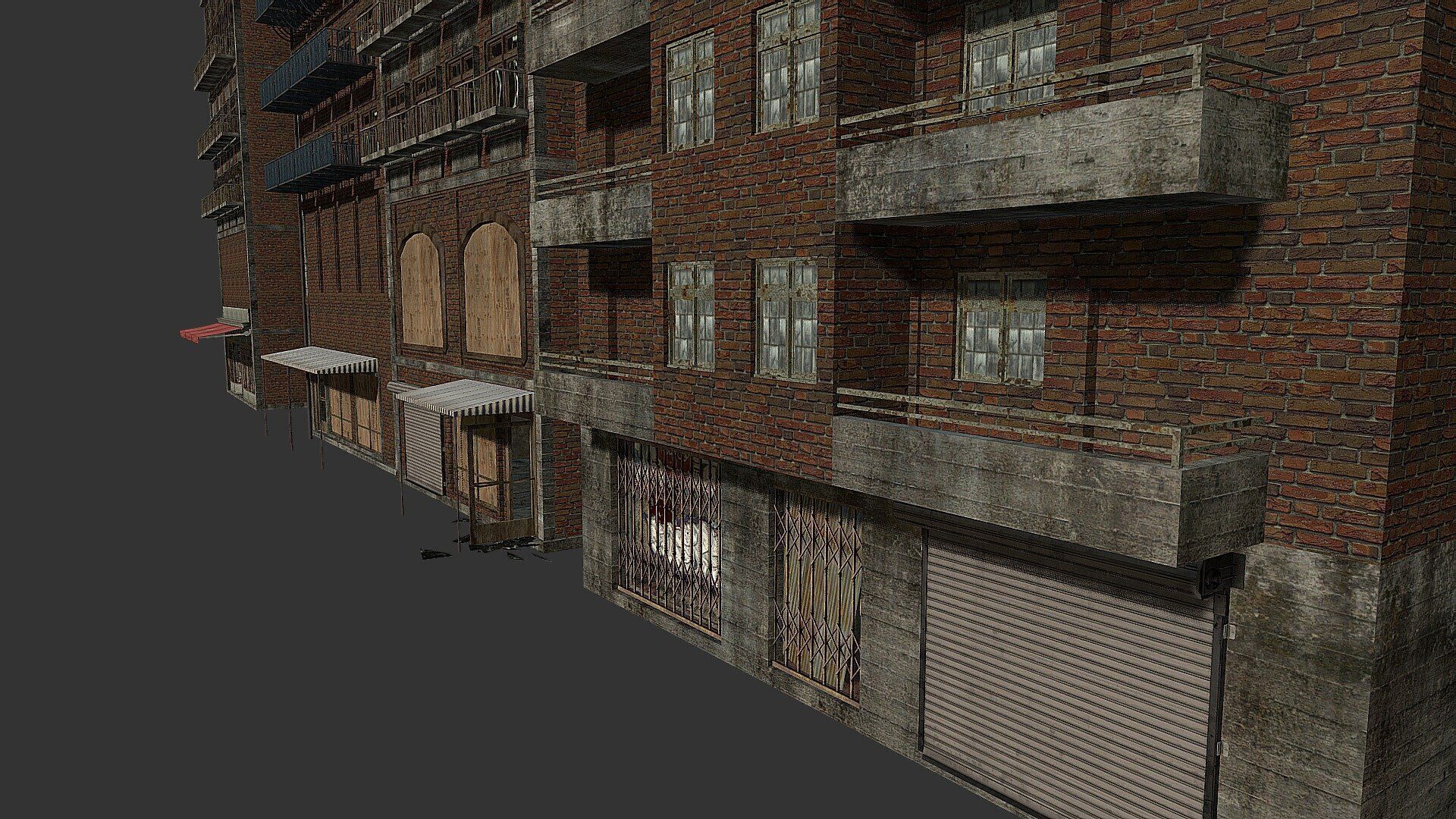 Realistic Red Brick House Architecture Low-poly 3D model_1