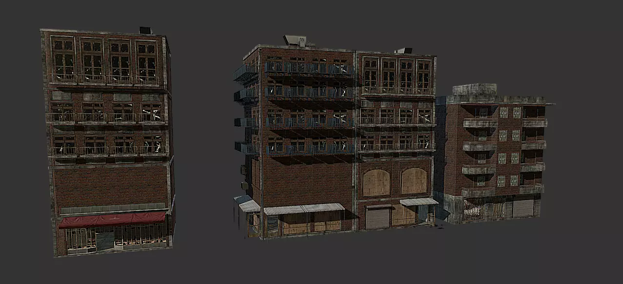 Realistic Red Brick House Architecture Low-poly 3D model_0