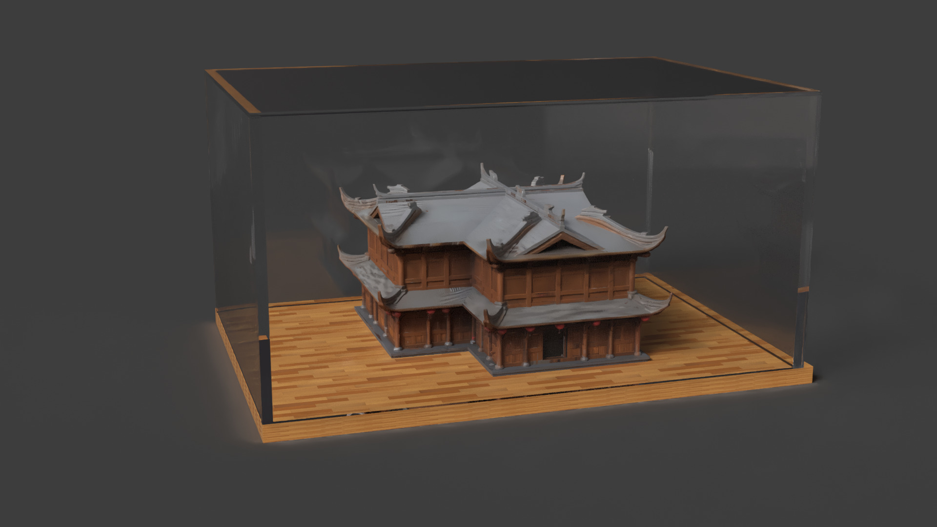 Chinese ancient house Low-poly 3D model_2