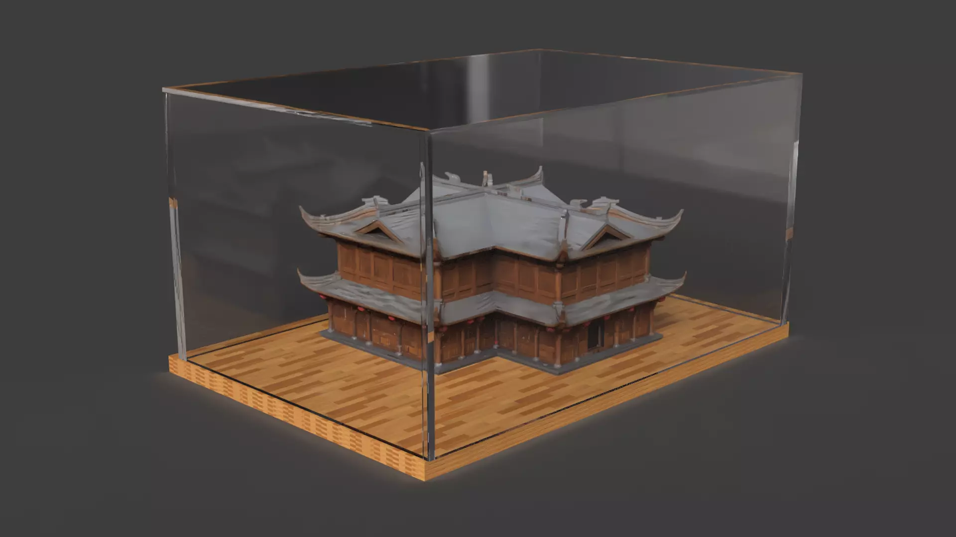 Chinese ancient house Low-poly 3D model_0