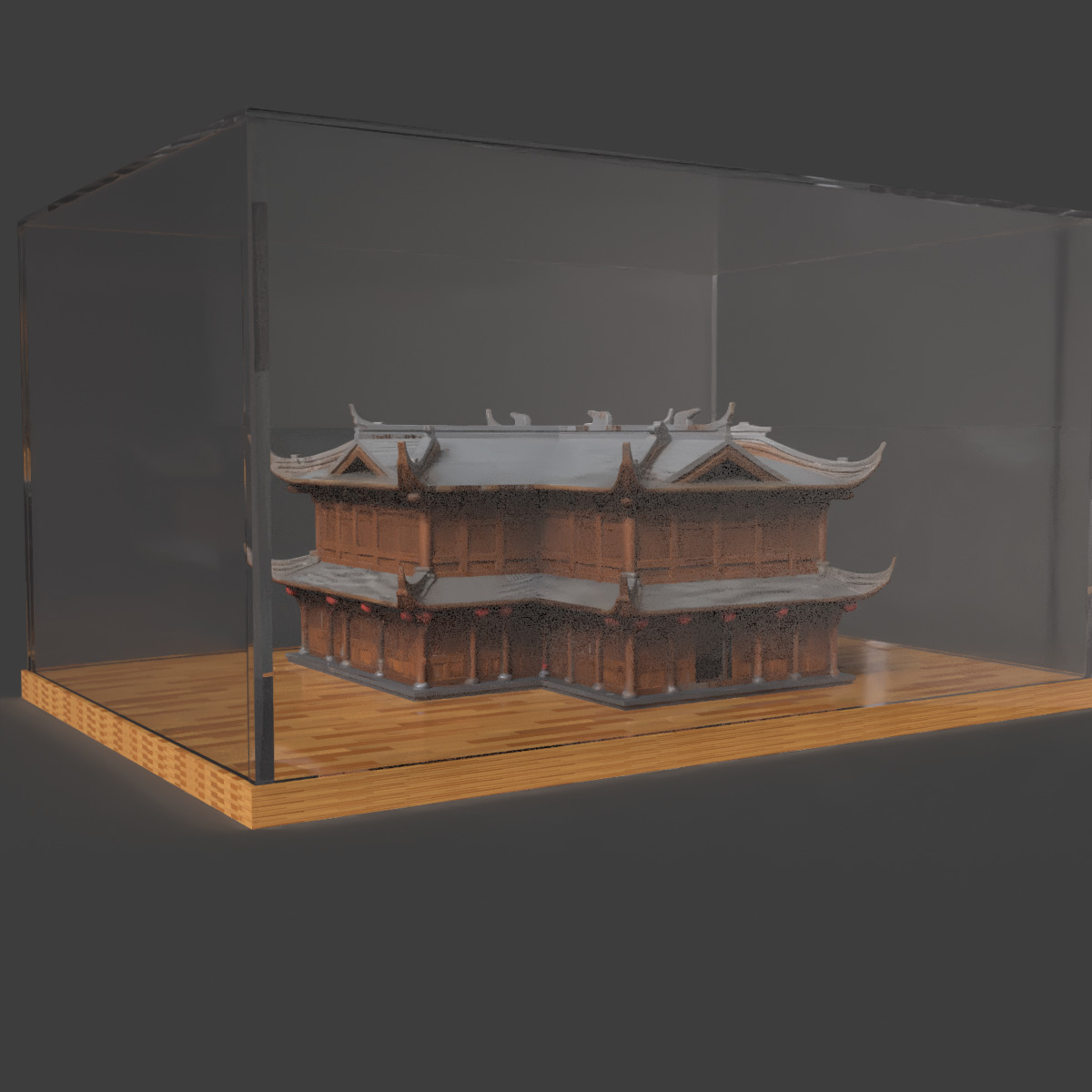 Chinese ancient house Low-poly 3D model_6