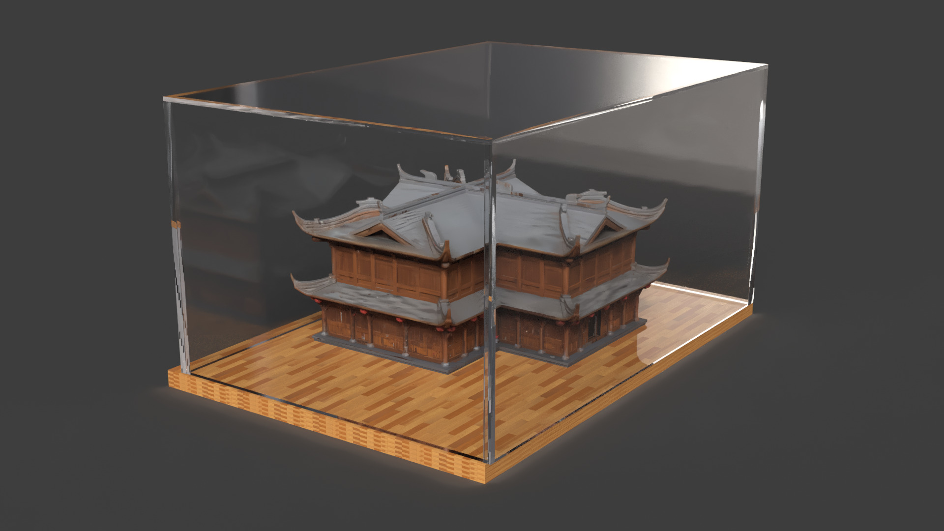 Chinese ancient house Low-poly 3D model_3