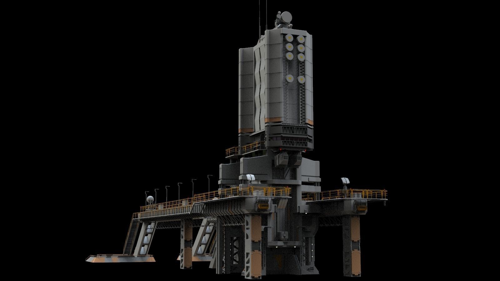 scifi radar tower 3D model_3