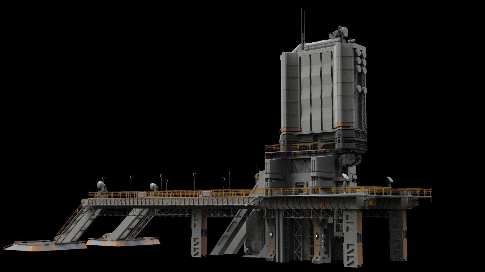 scifi radar tower 3D model_2