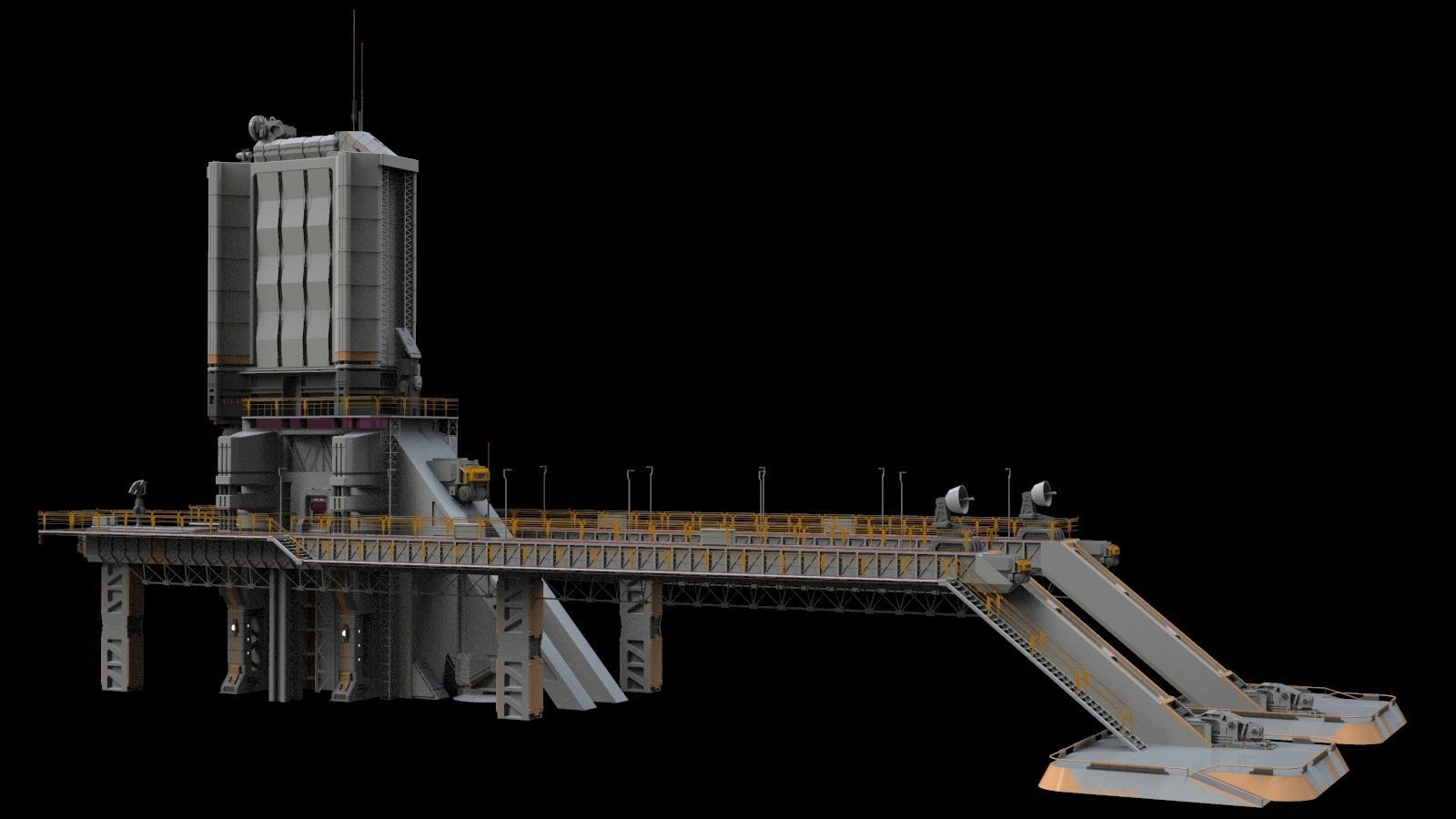 scifi radar tower 3D model_8
