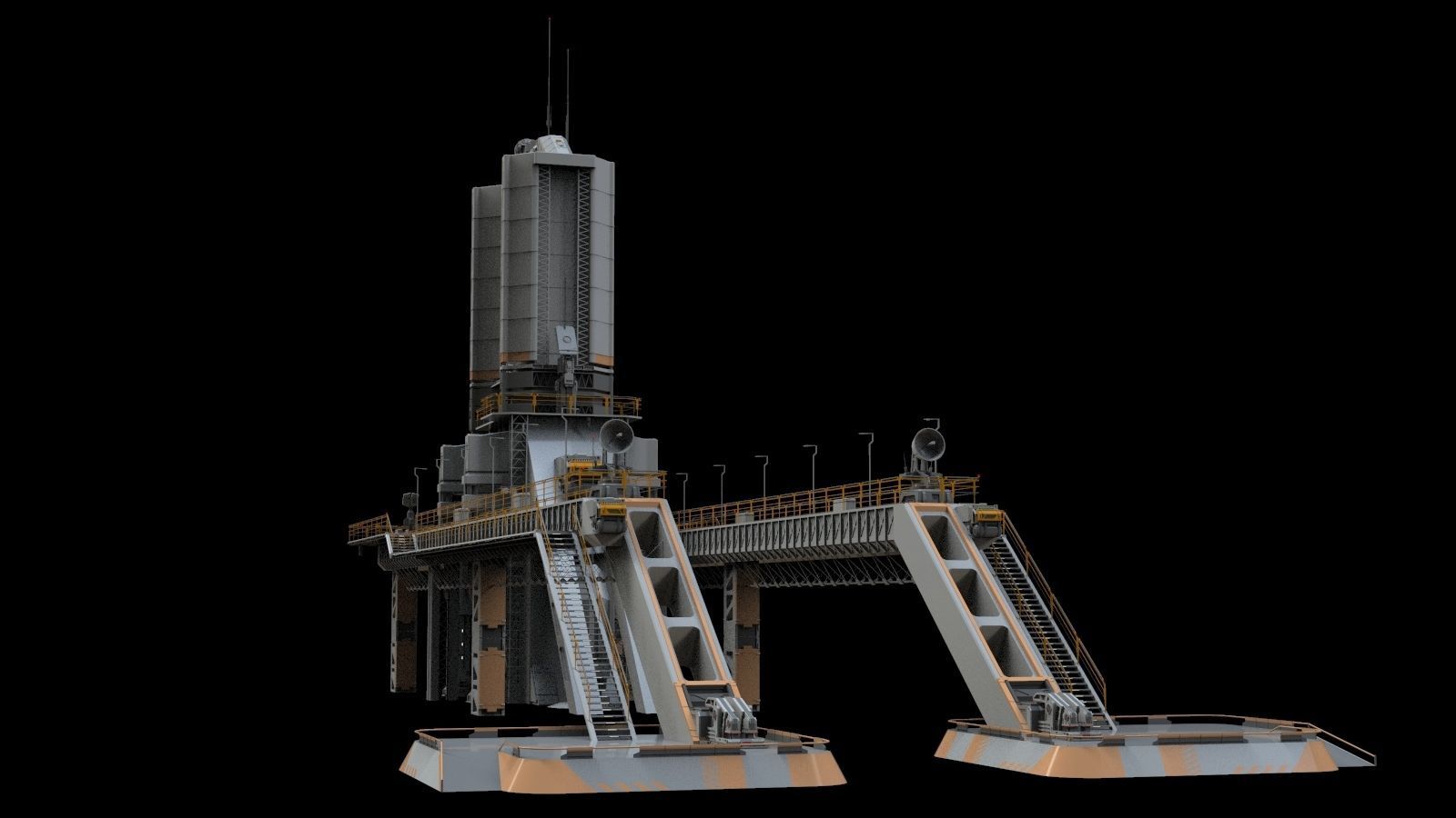 scifi radar tower 3D model_9