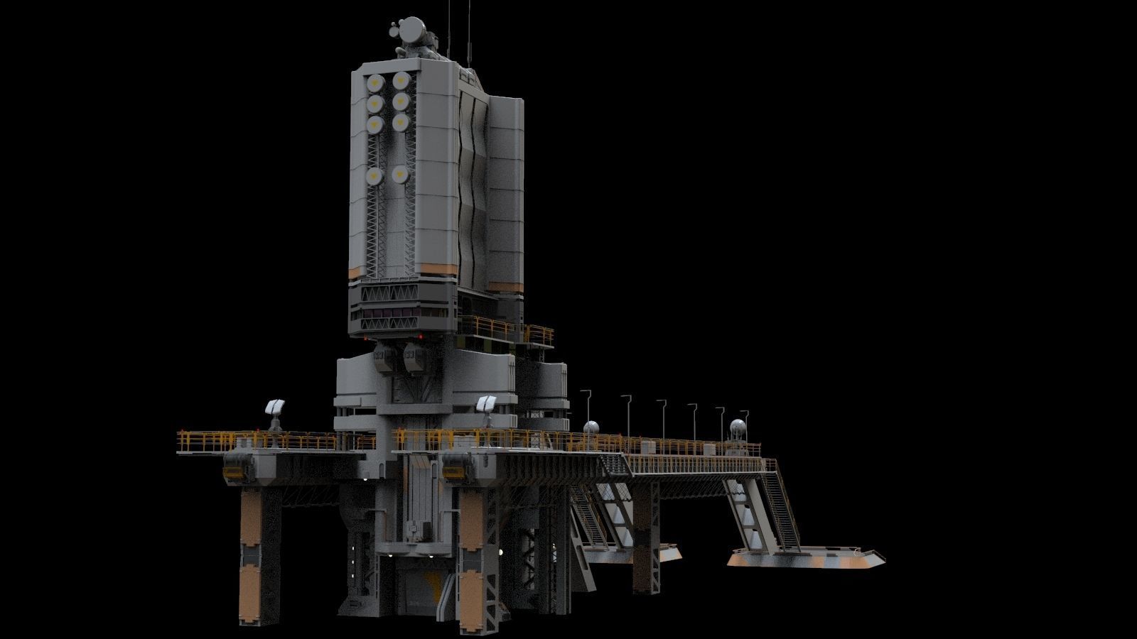 scifi radar tower 3D model_5