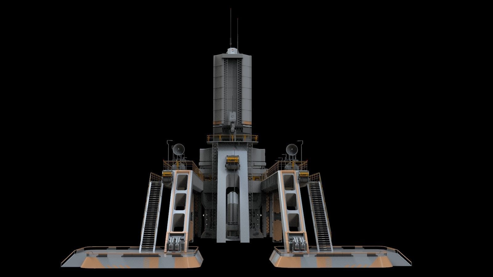 scifi radar tower 3D model_10