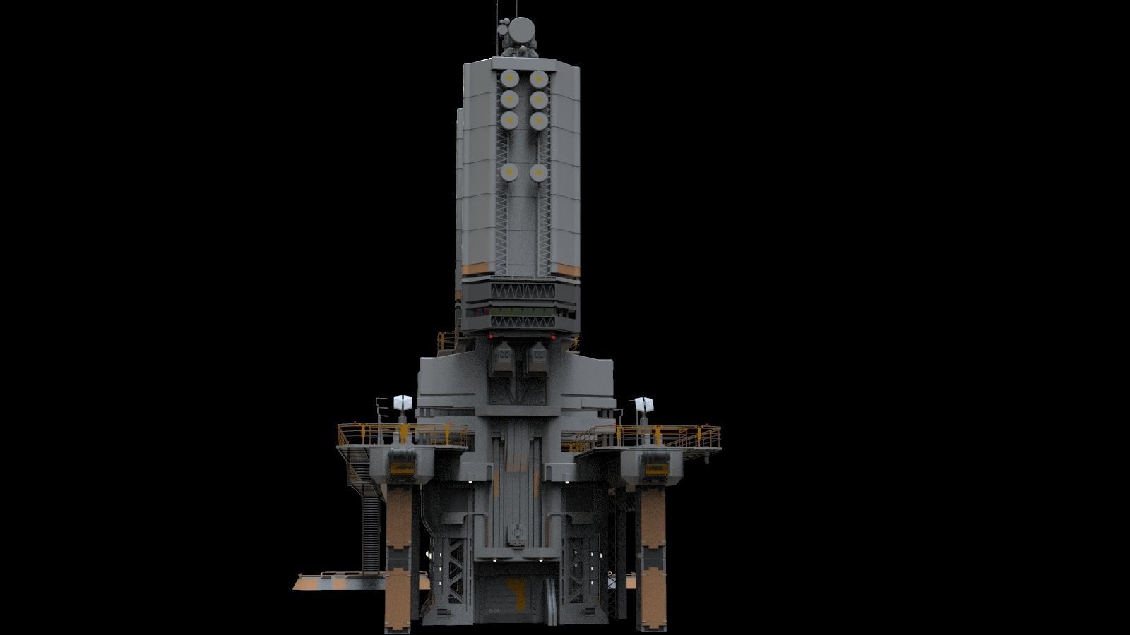 scifi radar tower 3D model_4
