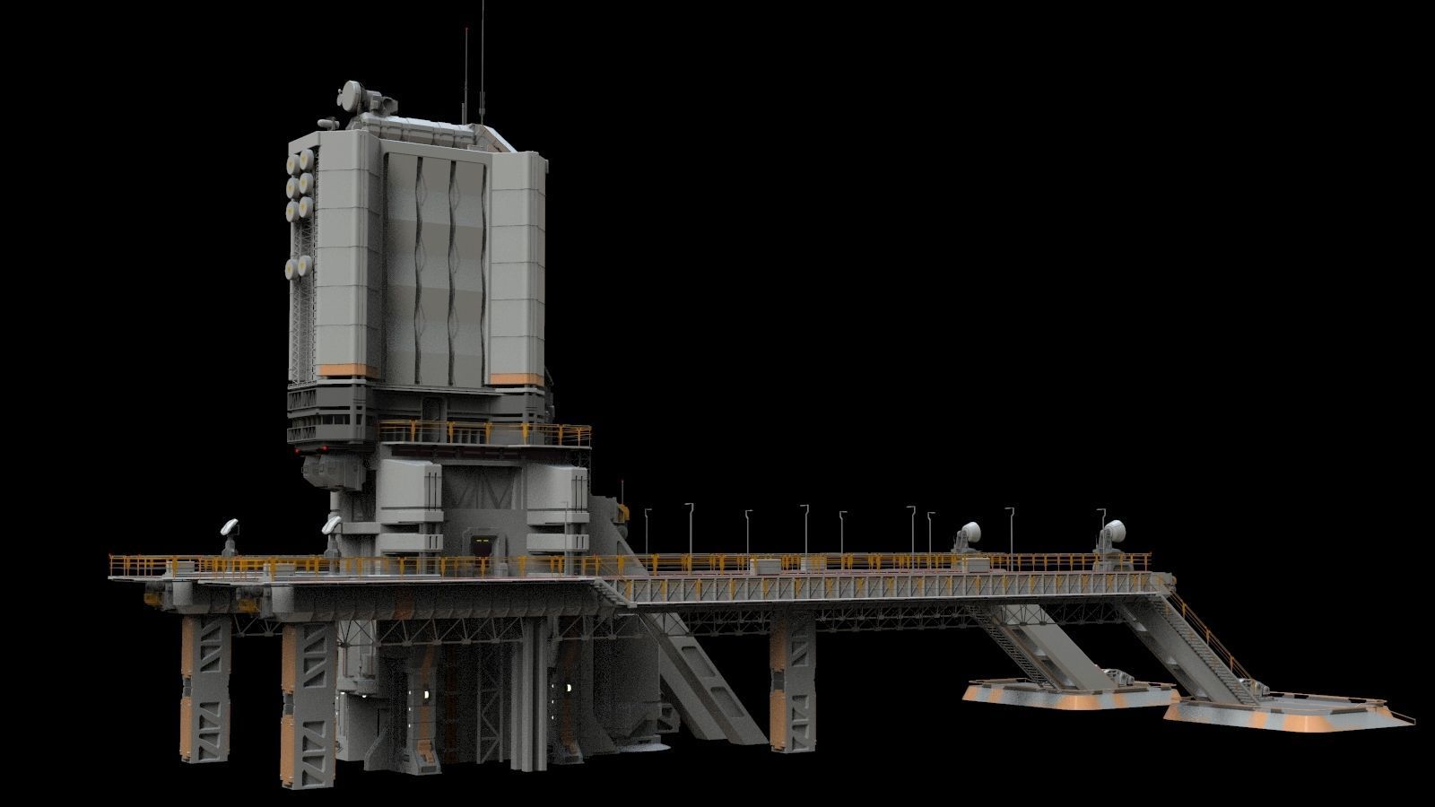 scifi radar tower 3D model_6