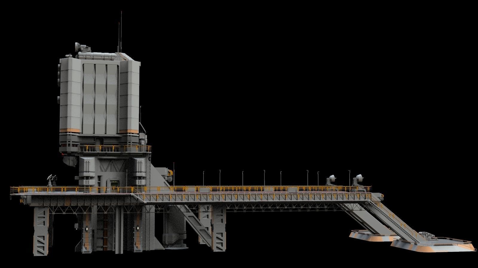scifi radar tower 3D model_7