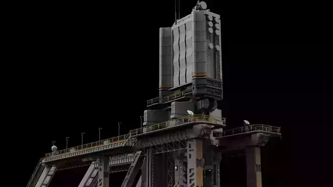 scifi radar tower 3D model