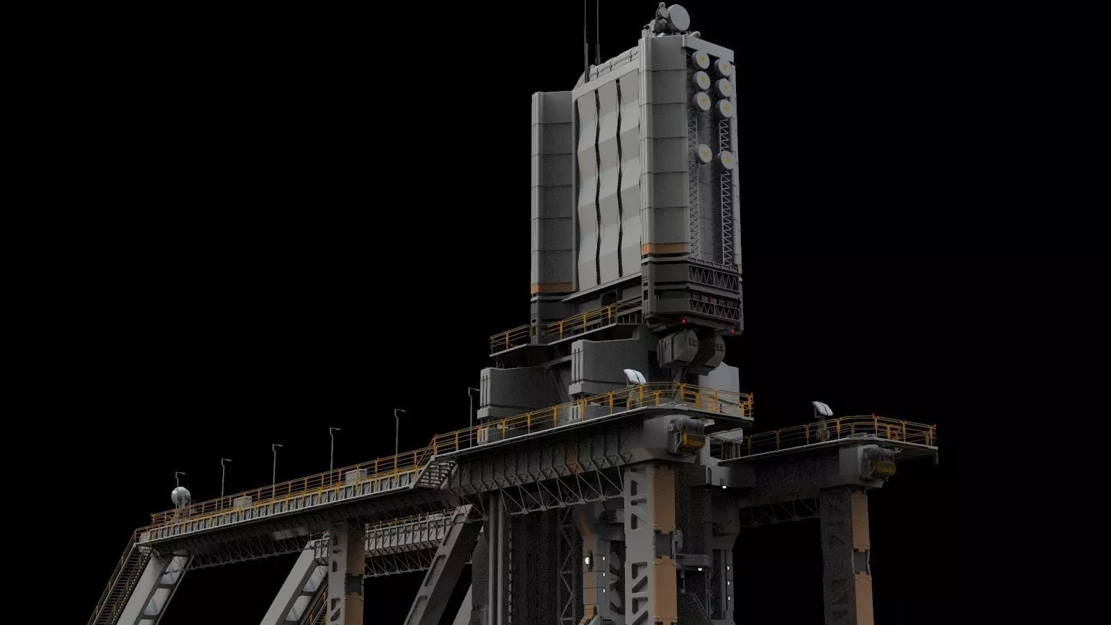scifi radar tower 3D model_0