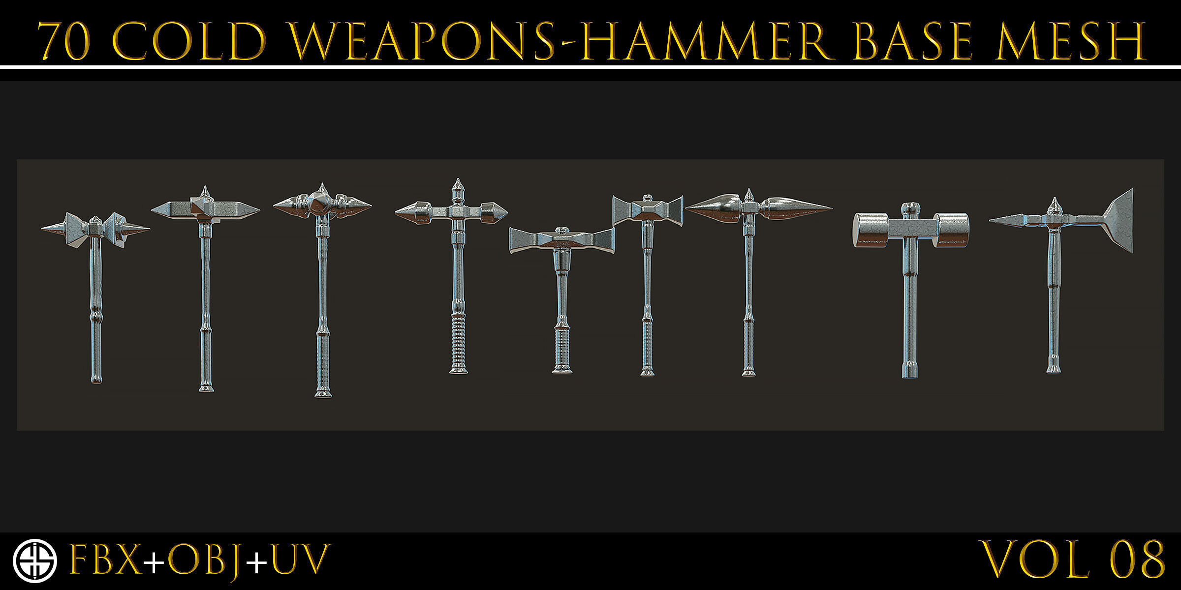 70 Models-Cold Weapons-Hammer Weapons-UV-Vol 08 Low-poly 3D model_18