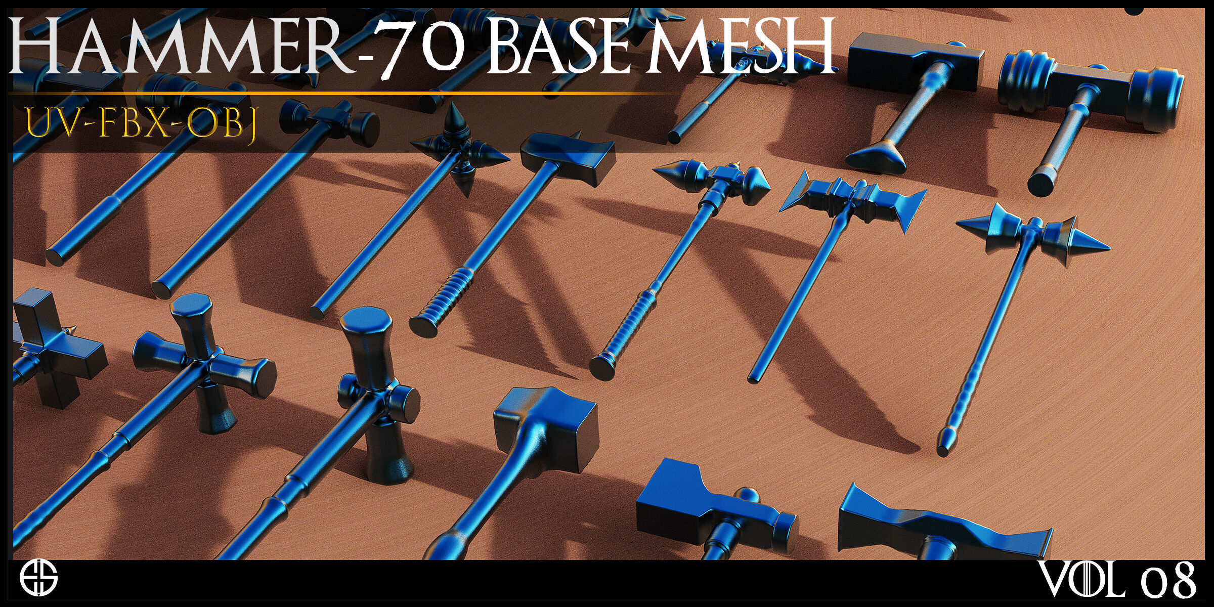 70 Models-Cold Weapons-Hammer Weapons-UV-Vol 08 Low-poly 3D model_2