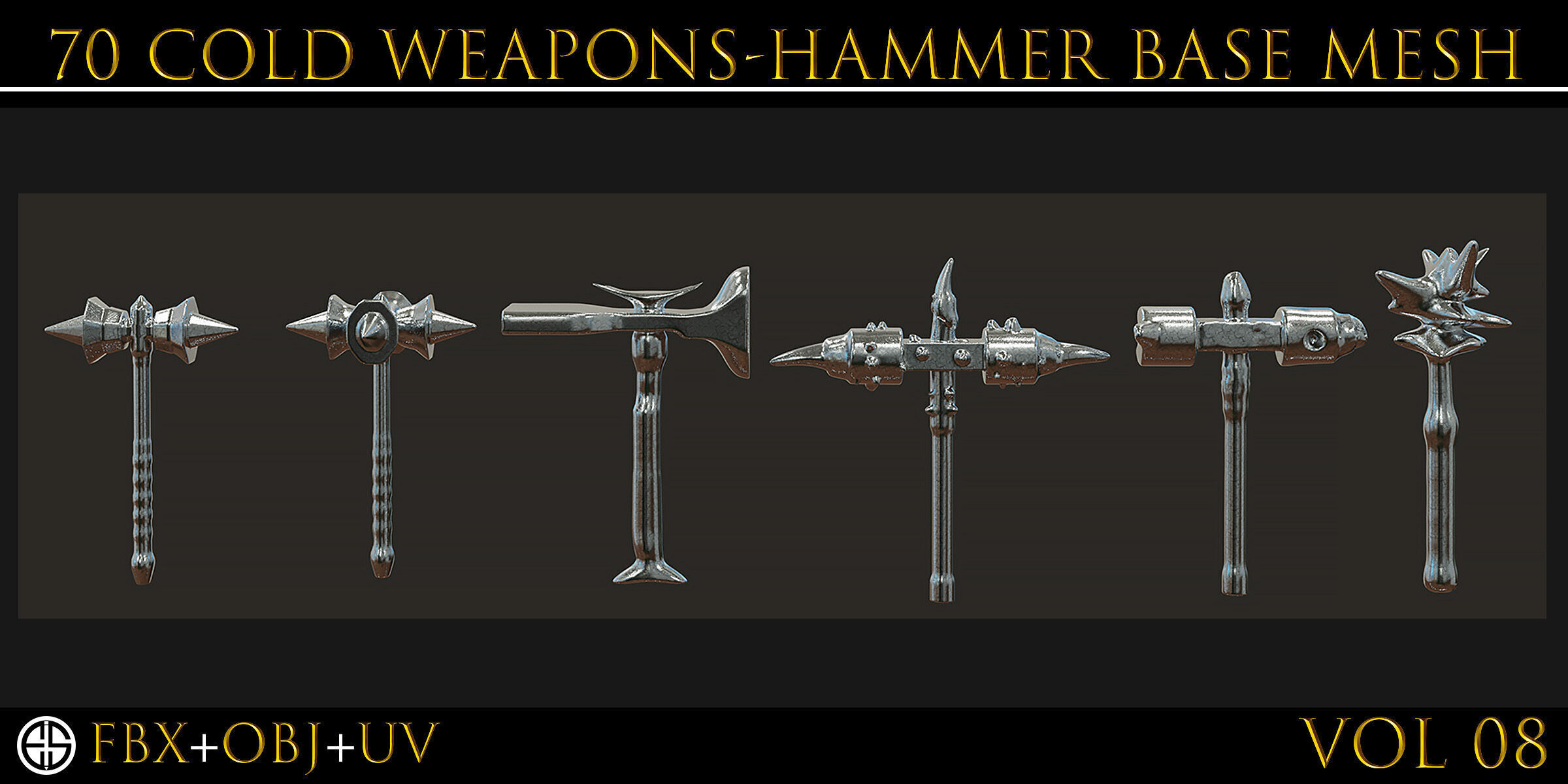 70 Models-Cold Weapons-Hammer Weapons-UV-Vol 08 Low-poly 3D model_19