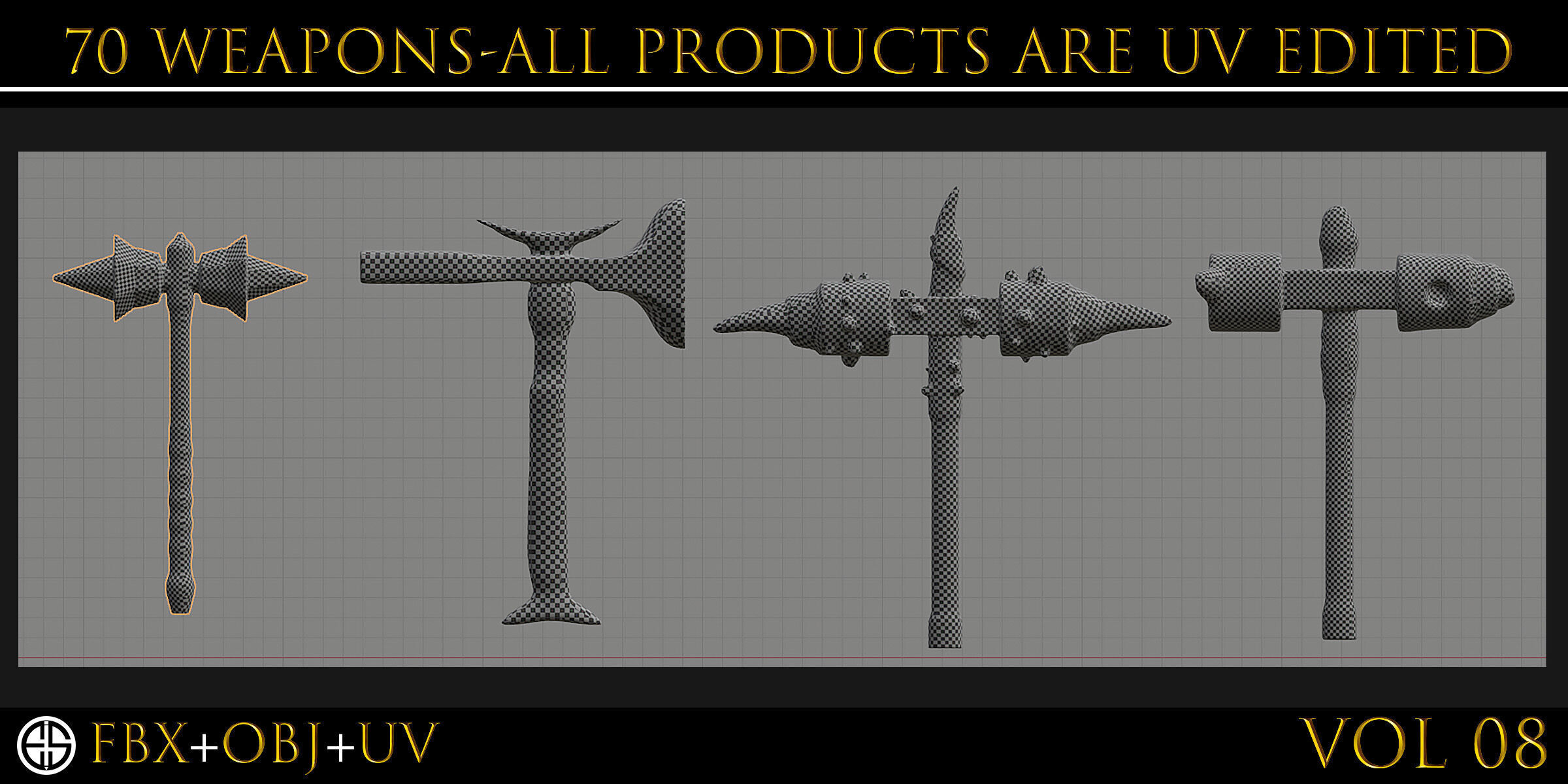 70 Models-Cold Weapons-Hammer Weapons-UV-Vol 08 Low-poly 3D model_12