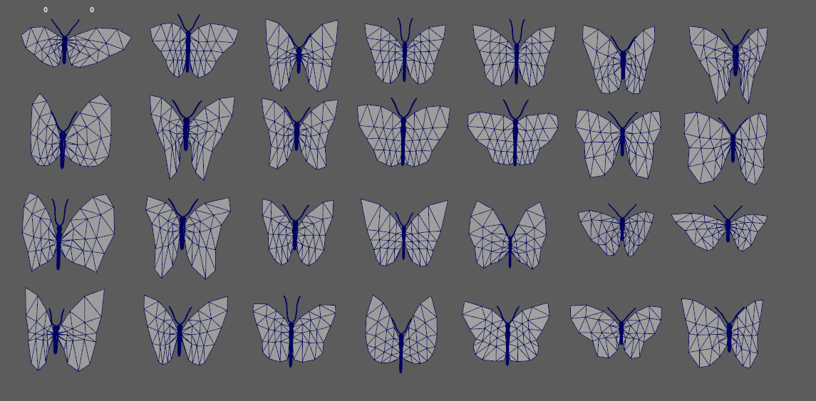 Various types of butterflies Low-poly 3D model_3