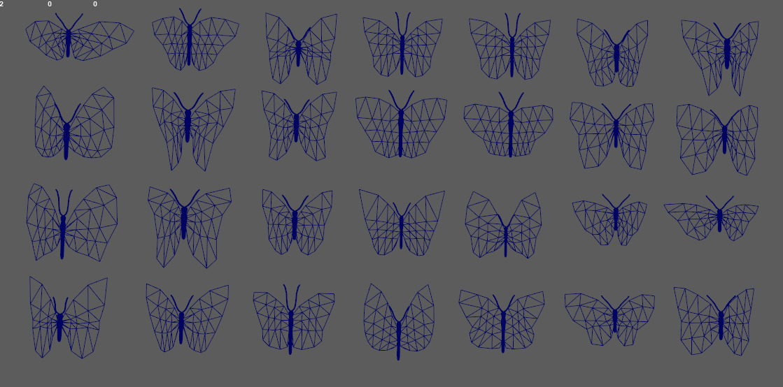 Various types of butterflies Low-poly 3D model_2