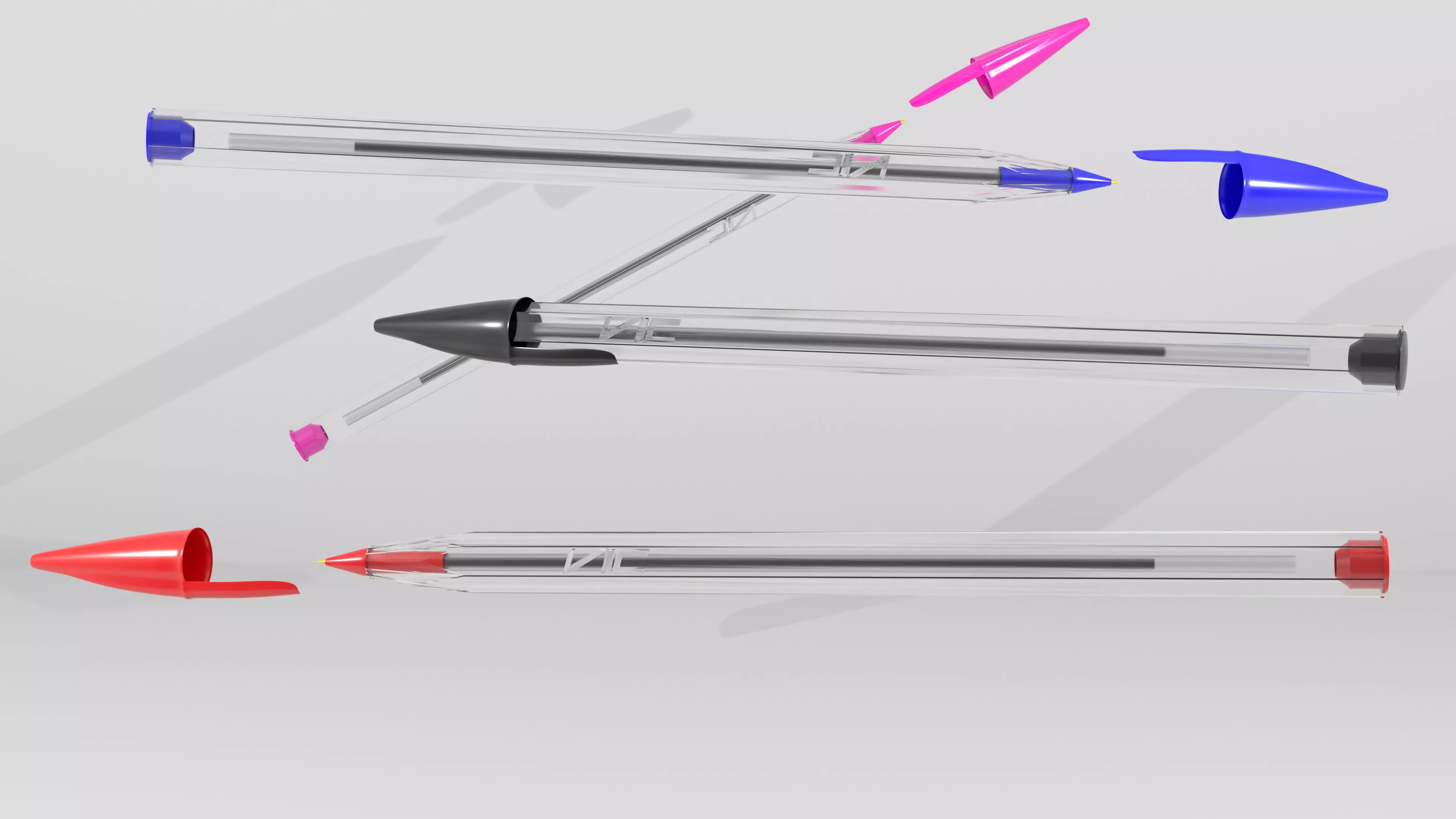 Ballpoint pen BIC no logo Low-poly 3D model