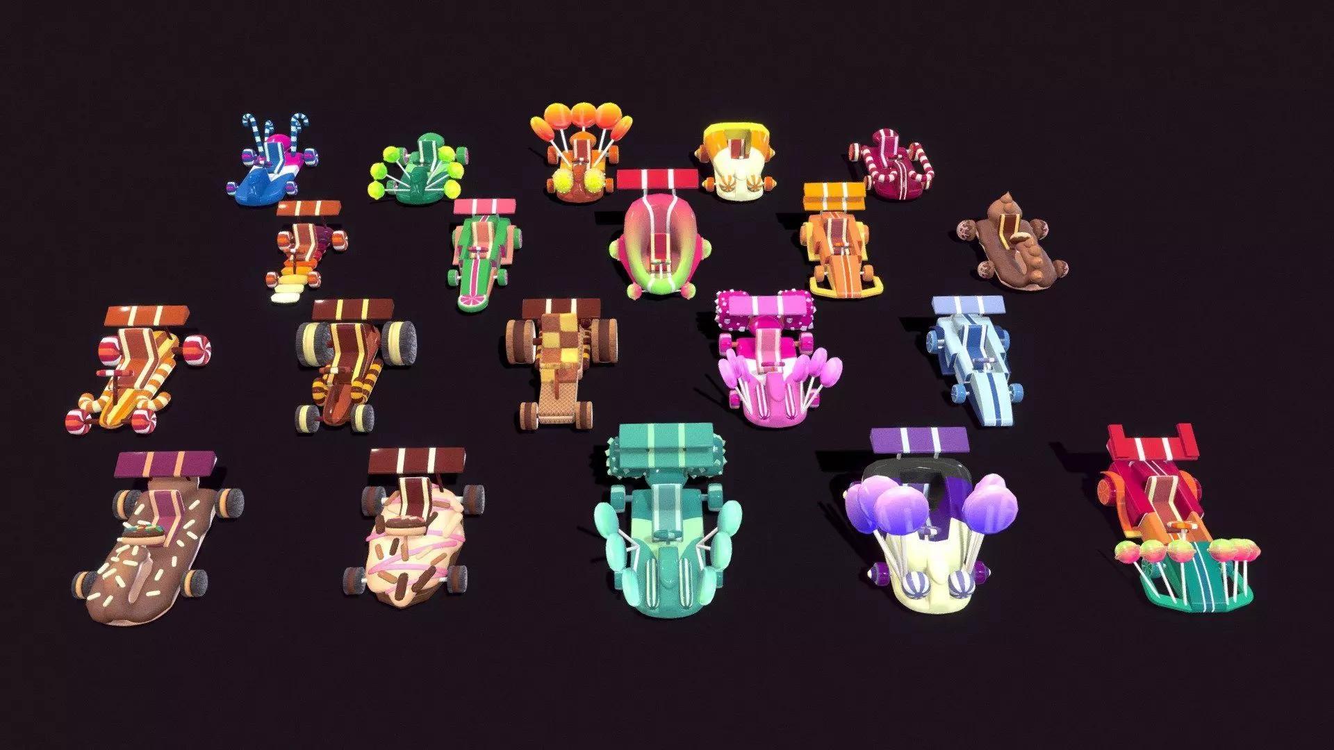 Stylish candy cookies for cars Low-poly 3D model_0