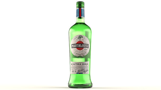 Martini Rosso Vermouth Alcohol Bottle Low-poly 3D model