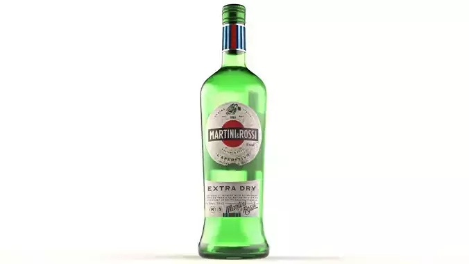 Martini Rosso Vermouth Alcohol Bottle Low-poly 3D model