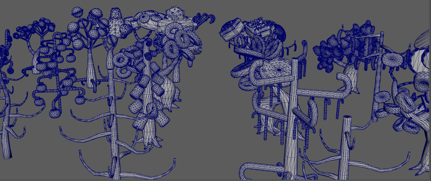 Stylish Candy Biscuit Tree Low-poly 3D model_4