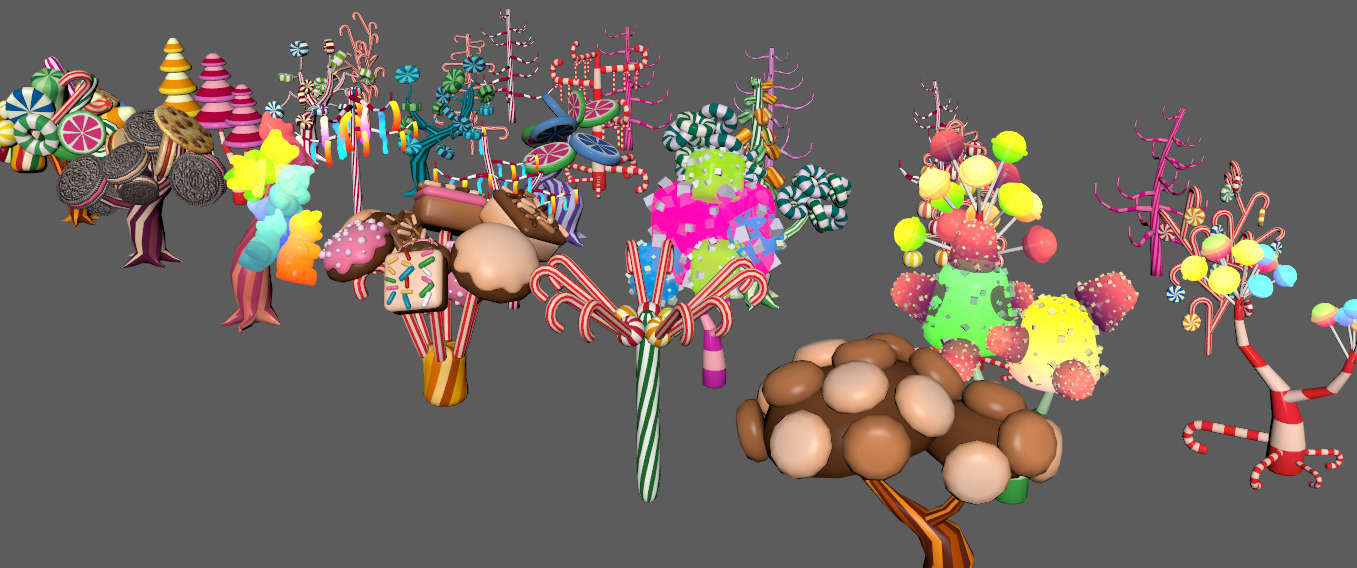 Stylish Candy Biscuit Tree Low-poly 3D model_2
