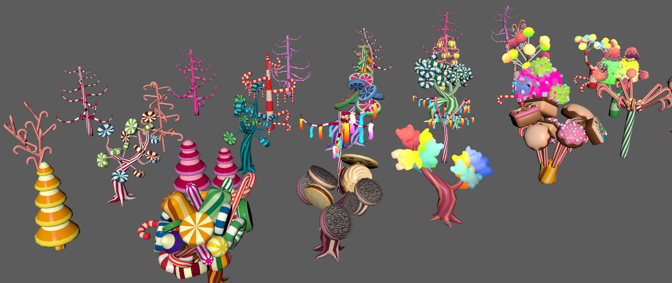 Stylish Candy Biscuit Tree Low-poly 3D model_1