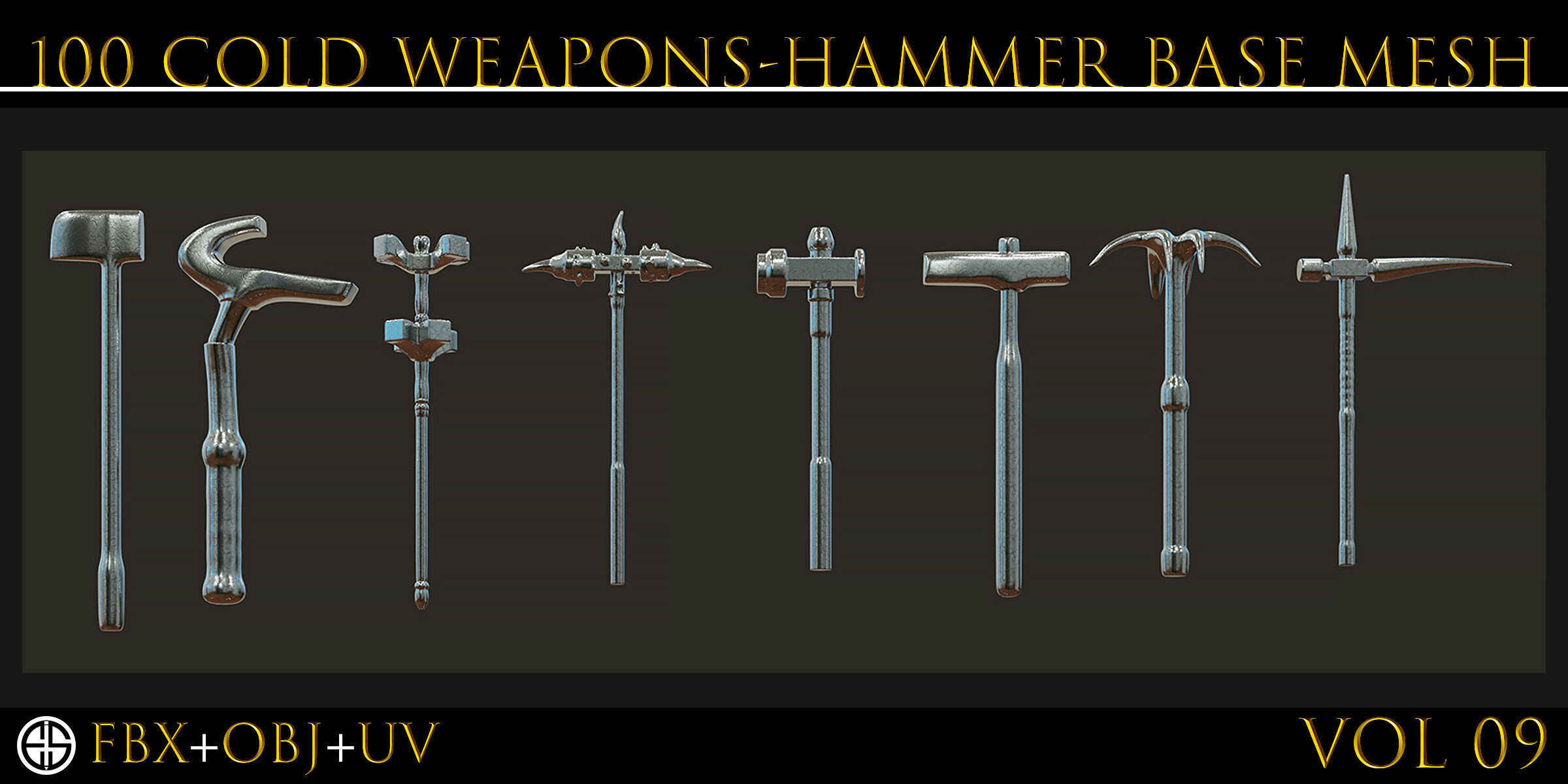 100 Models-Cold Weapons-Hammer Weapons-Game Ready Model-Vol 09 Low-poly 3D model_18