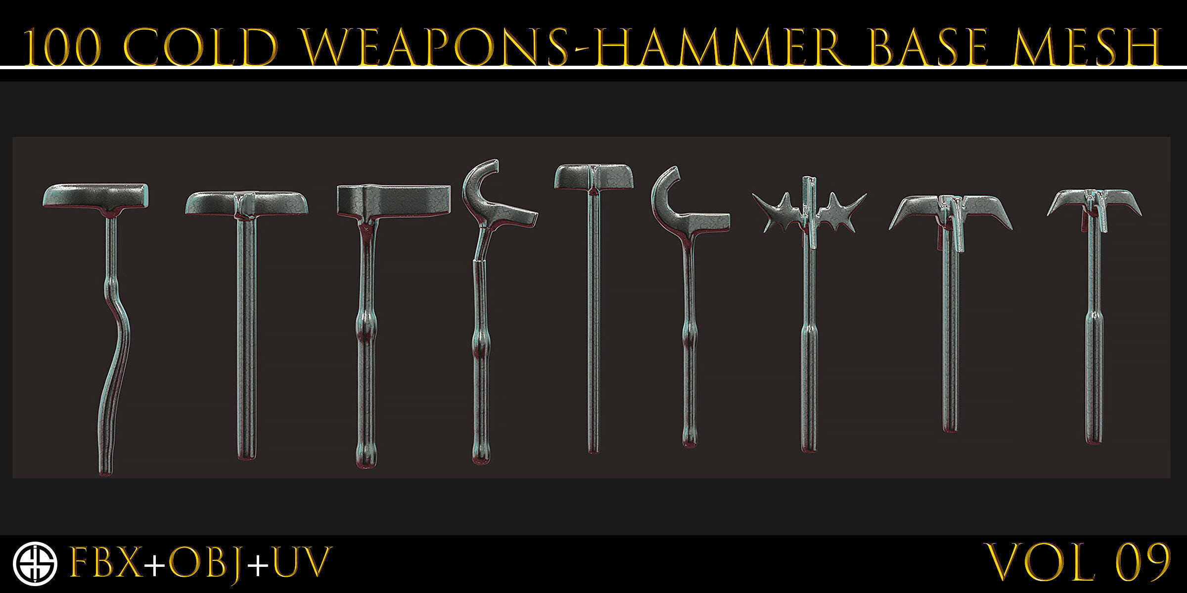 100 Models-Cold Weapons-Hammer Weapons-Game Ready Model-Vol 09 Low-poly 3D model_13