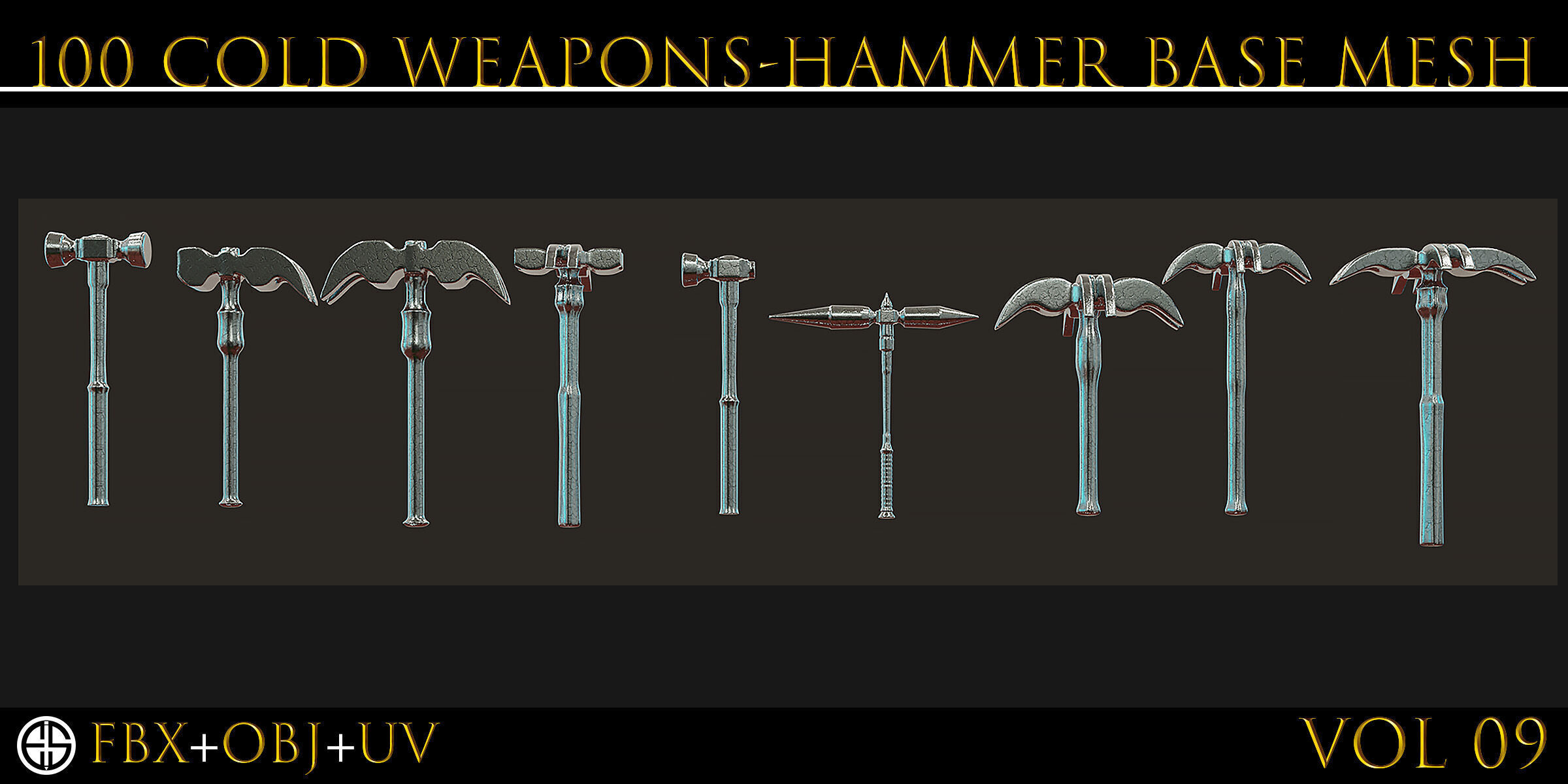 100 Models-Cold Weapons-Hammer Weapons-Game Ready Model-Vol 09 Low-poly 3D model_15