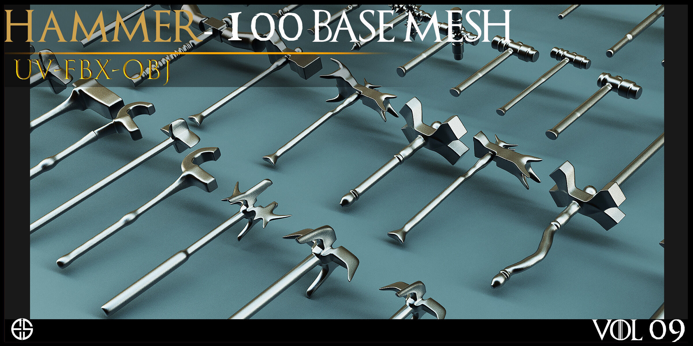 100 Models-Cold Weapons-Hammer Weapons-Game Ready Model-Vol 09 Low-poly 3D model_2