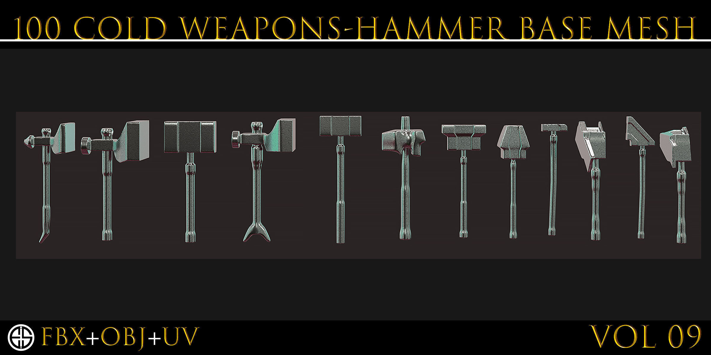 100 Models-Cold Weapons-Hammer Weapons-Game Ready Model-Vol 09 Low-poly 3D model_25