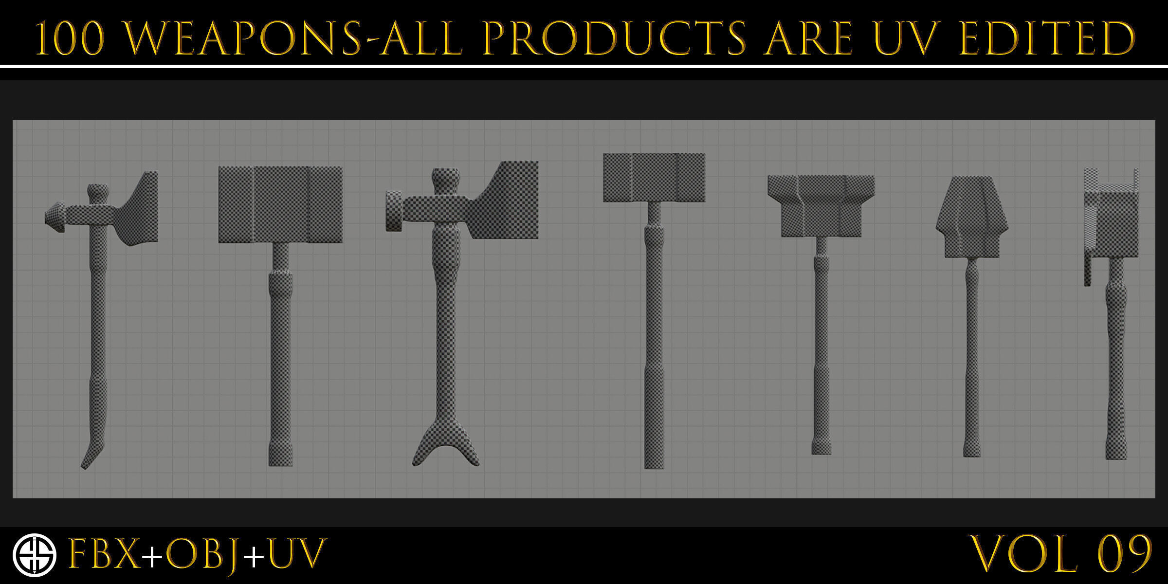 100 Models-Cold Weapons-Hammer Weapons-Game Ready Model-Vol 09 Low-poly 3D model_20