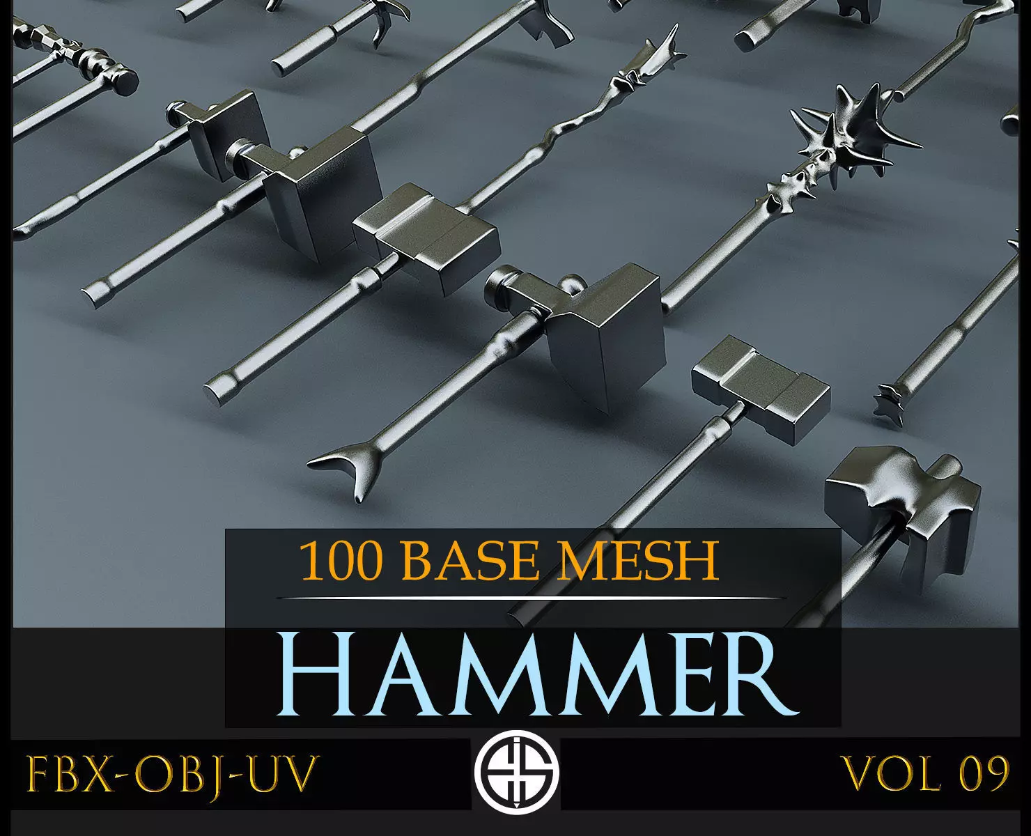 100 Models-Cold Weapons-Hammer Weapons-Game Ready Model-Vol 09 Low-poly 3D model_0