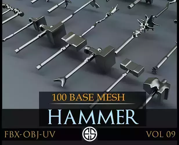 100 Models-Cold Weapons-Hammer Weapons-Game Ready Model-Vol 09