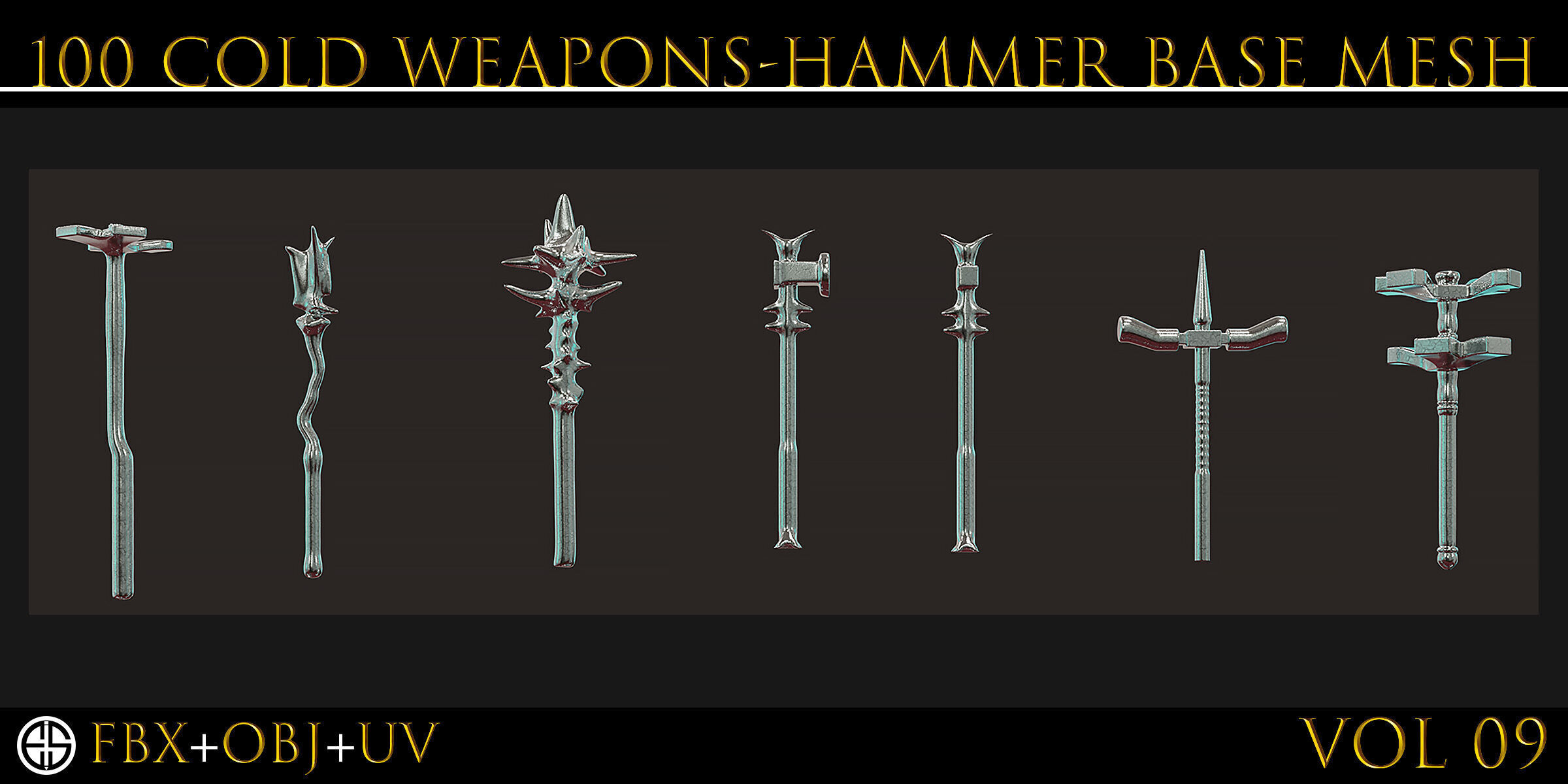 100 Models-Cold Weapons-Hammer Weapons-Game Ready Model-Vol 09 Low-poly 3D model_26
