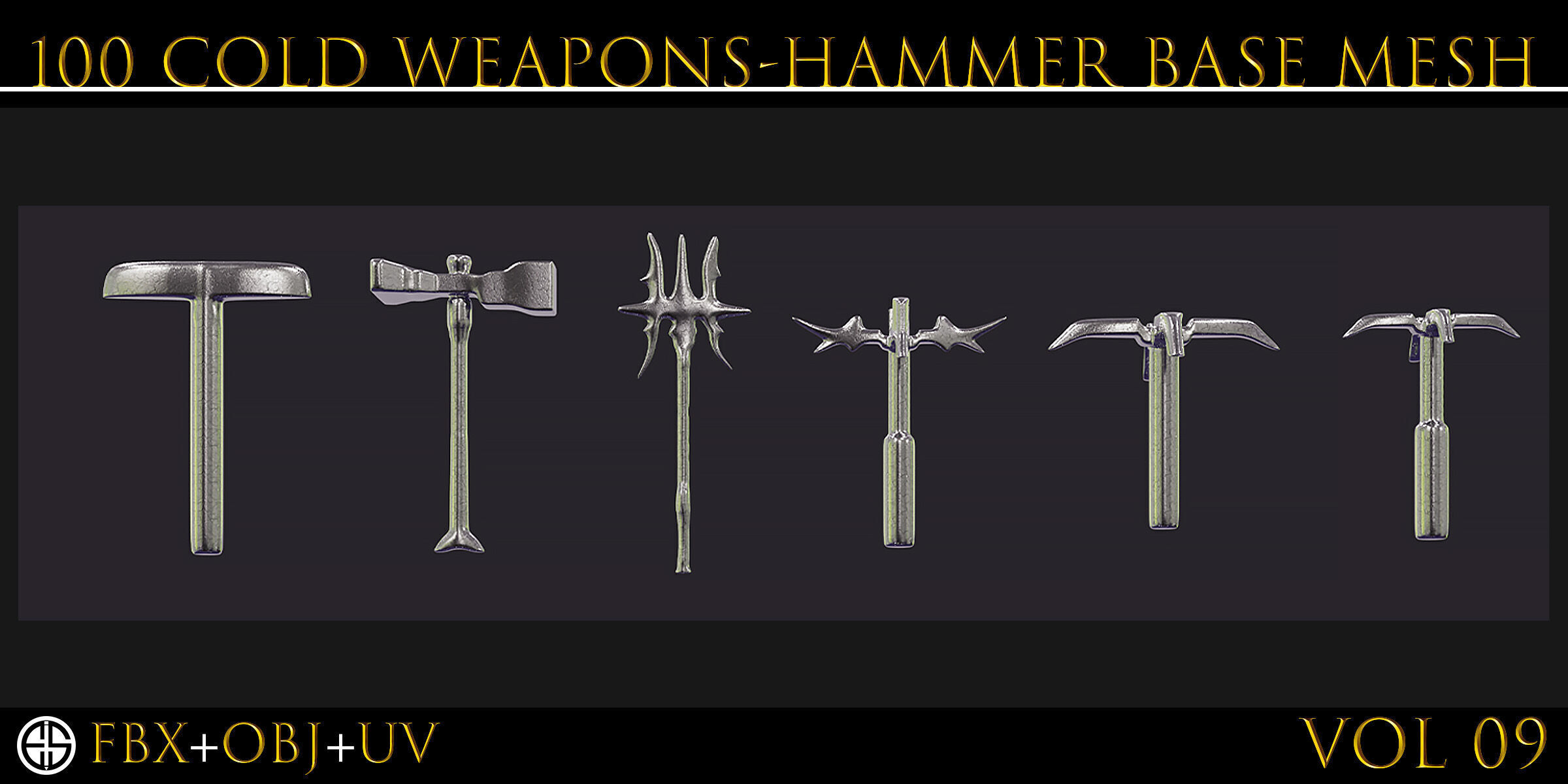 100 Models-Cold Weapons-Hammer Weapons-Game Ready Model-Vol 09 Low-poly 3D model_23