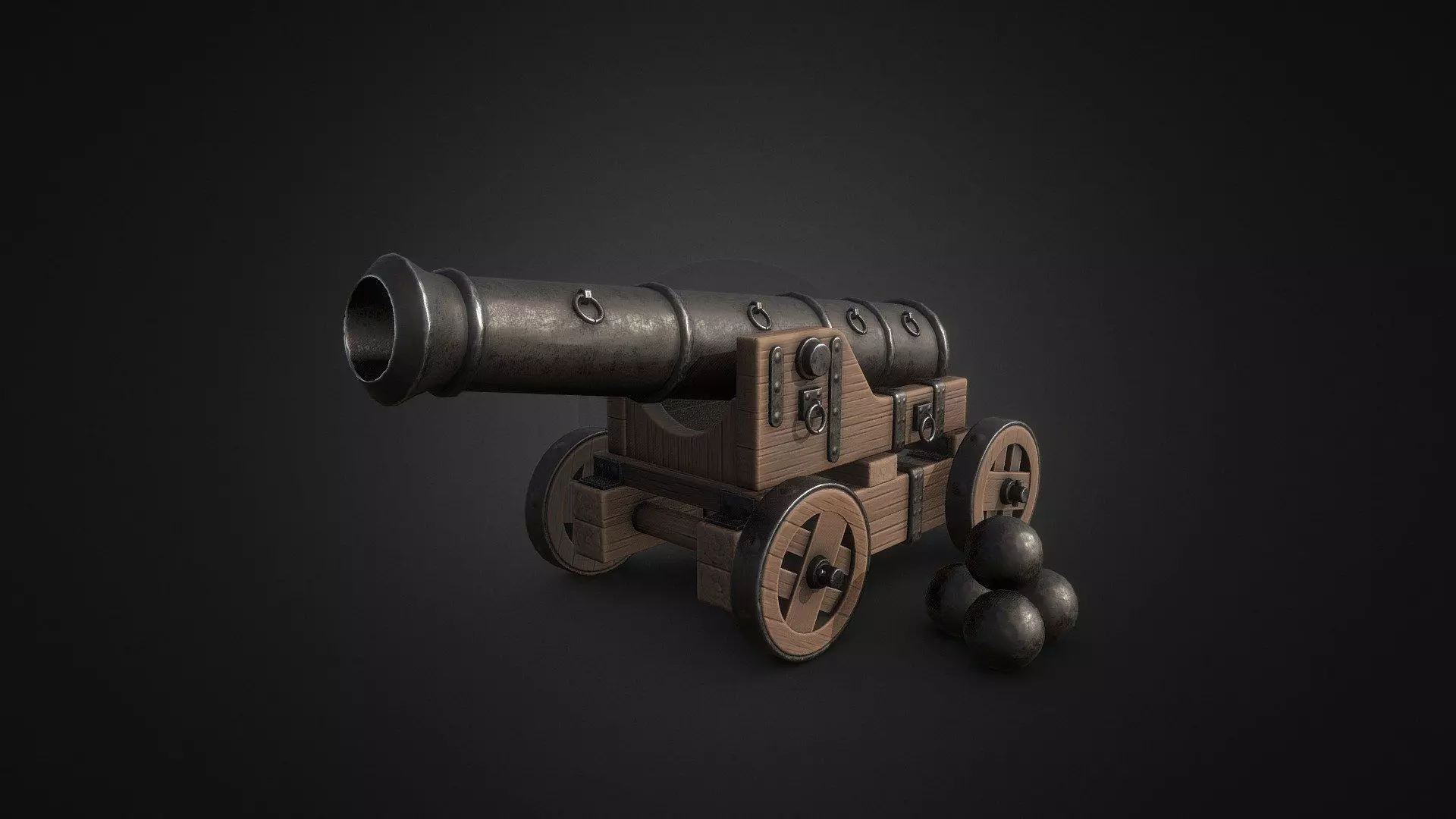 artillery Low-poly 3D model_0