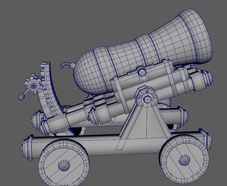 World War II Golden Cannon Low-poly 3D model_2