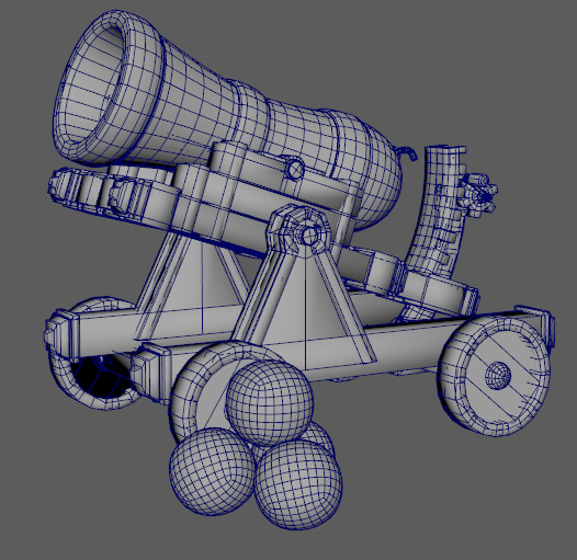 World War II Golden Cannon Low-poly 3D model_1