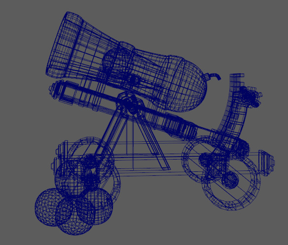 World War II Golden Cannon Low-poly 3D model_3