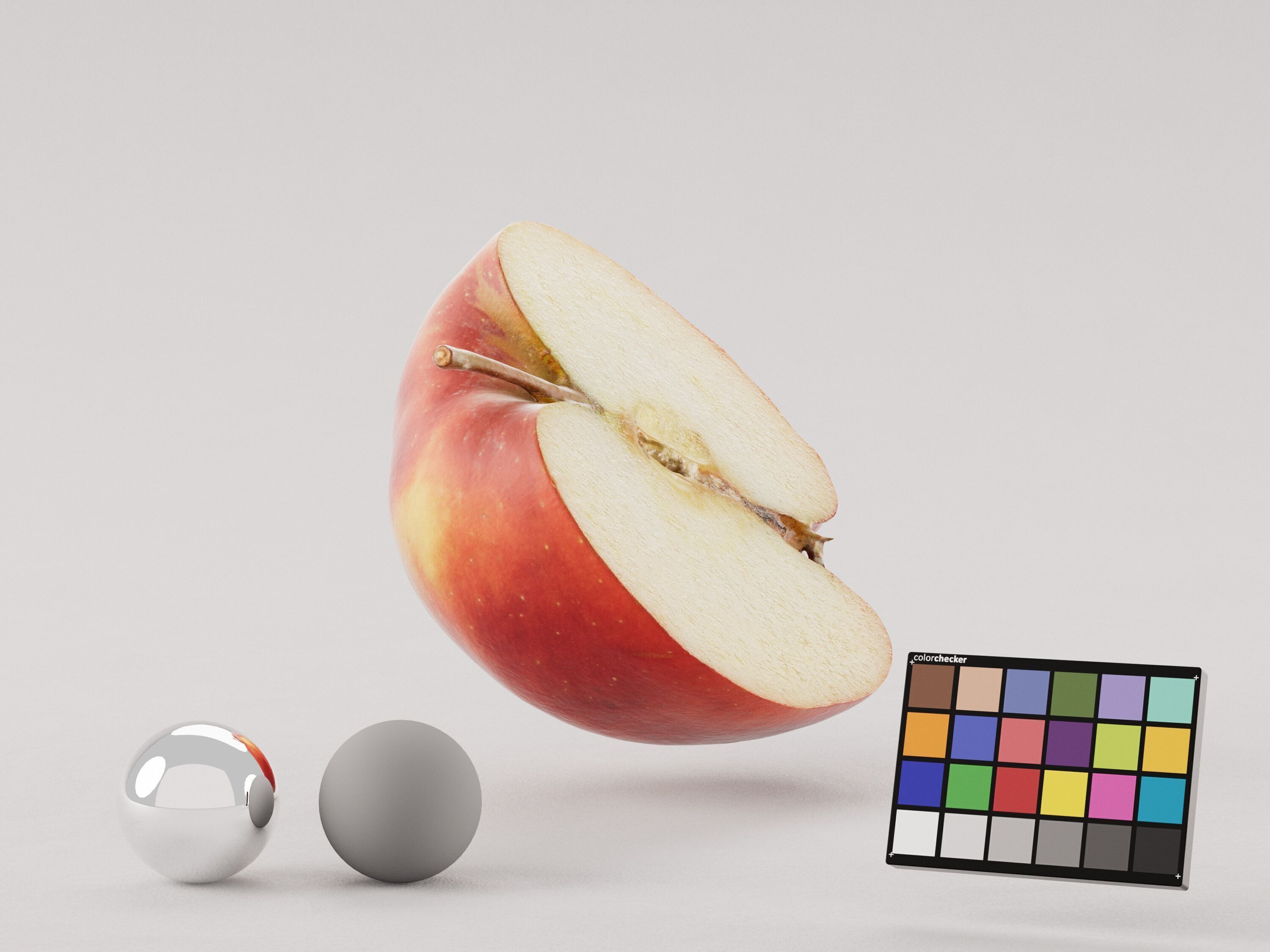 Half Cut Red Apple 3D model_3