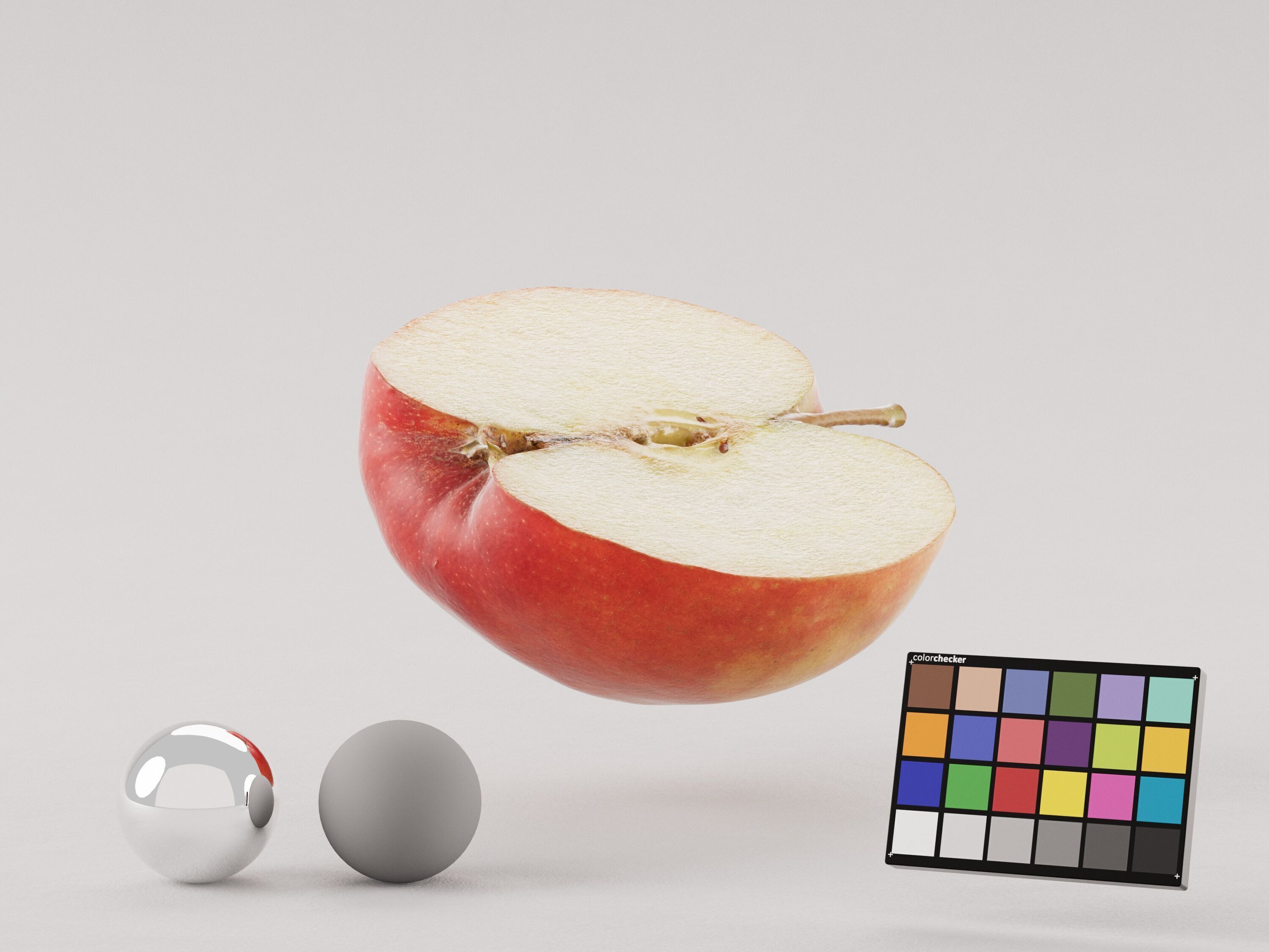 Half Cut Red Apple 3D model_1