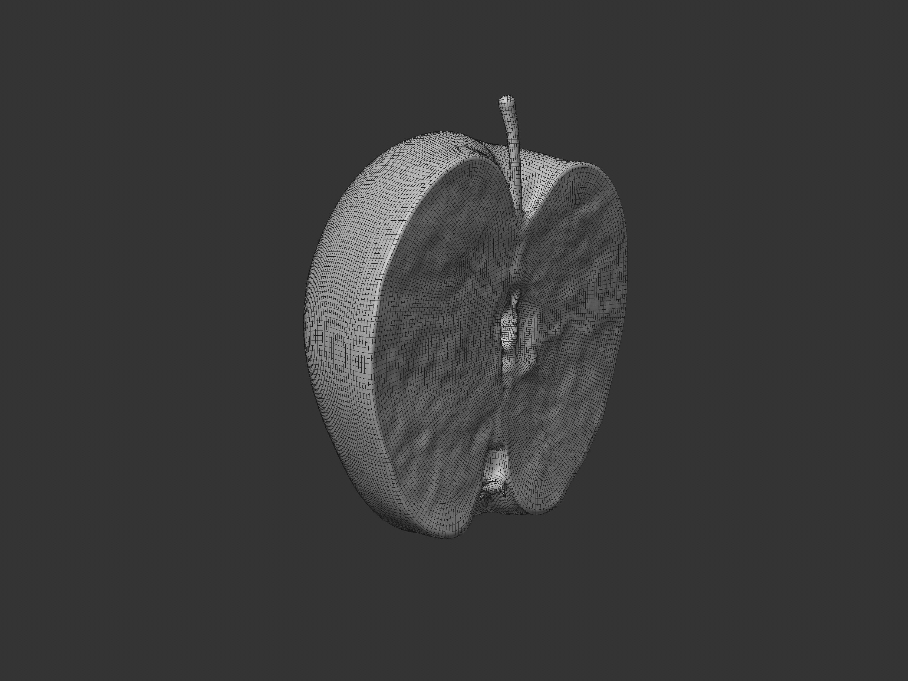 Half Cut Red Apple 3D model_9